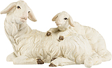 Schaf liegend mit Lamm